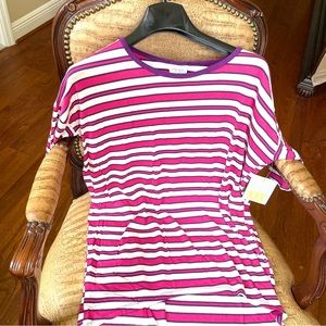 Pink fuchsia magenta purple stripe tunic tee Irma